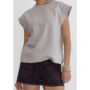 Entro Solid Stud Detail Top Women’s Size Large